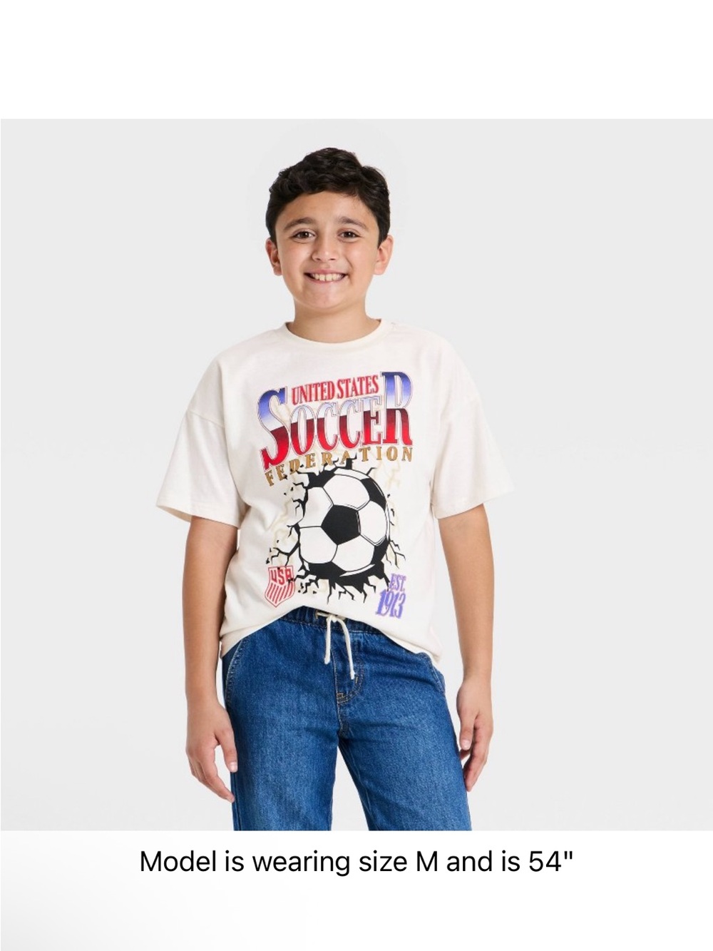 United States Soccer Graphic Tee for Kids - Cream